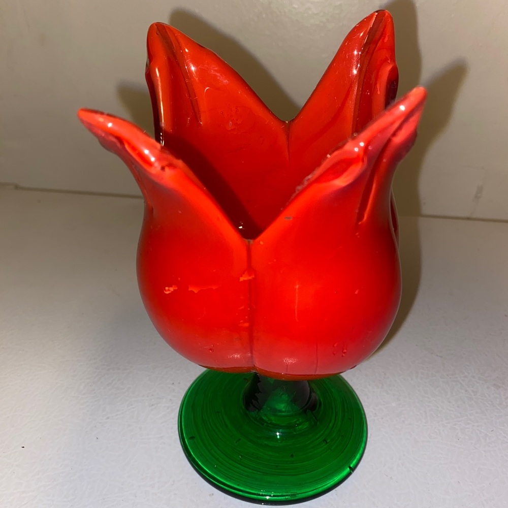 Glass rose vase.